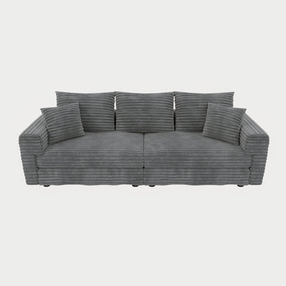Plush Corduroy 4 Seat Sofa, Modern Comfy Upholstered Sofa Cloud Couch, Deep Seat Couches With Soft Pillows