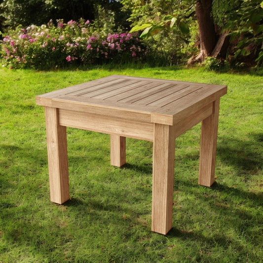 20" Square Solid Wood Outdoor Side Table - Natural