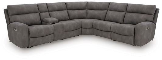 Next-Gen Durapella - 6-Piece Power Reclining Sectional With Storage Console - Slate - Faux Leather