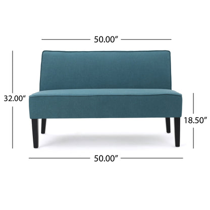 Contemporary Loveseat With Upholstered Fabric And Birch Wood Legs