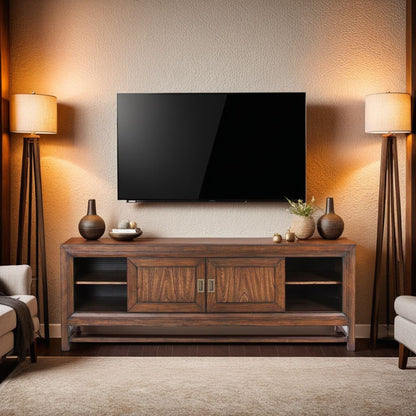TV Stand Console, For TVs Up To 85", 2 Tone - Brown