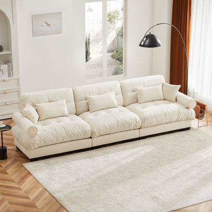 Modern Oversize Sofa With Cloud Like Comfort, Featuring Waist And Throw Pillows