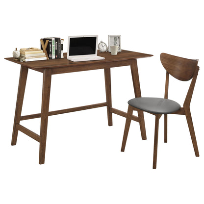 2 Piece Home Office Desk And Chair Set - Gray / Walnut Brown