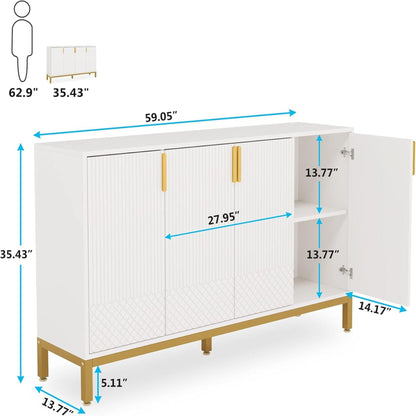 Buffet Sideboard Cabinet With Geometric Doors