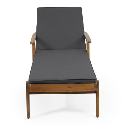 Jason - Black Chaise Lounge Adjustable Acacia Wood Outdoor Furniture