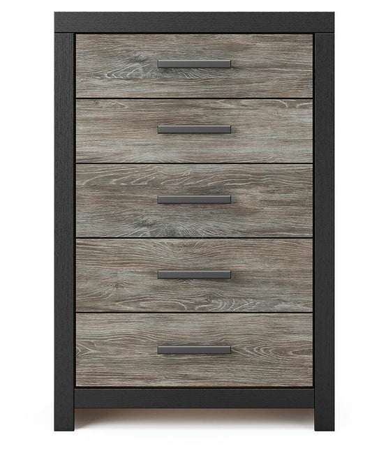 Broachmyn - Five Drawer Chest - Black / Gray - Wood