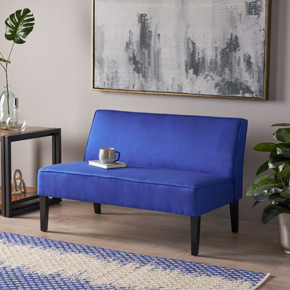 Contemporary Loveseat With Upholstered Fabric And Birch Wood Legs