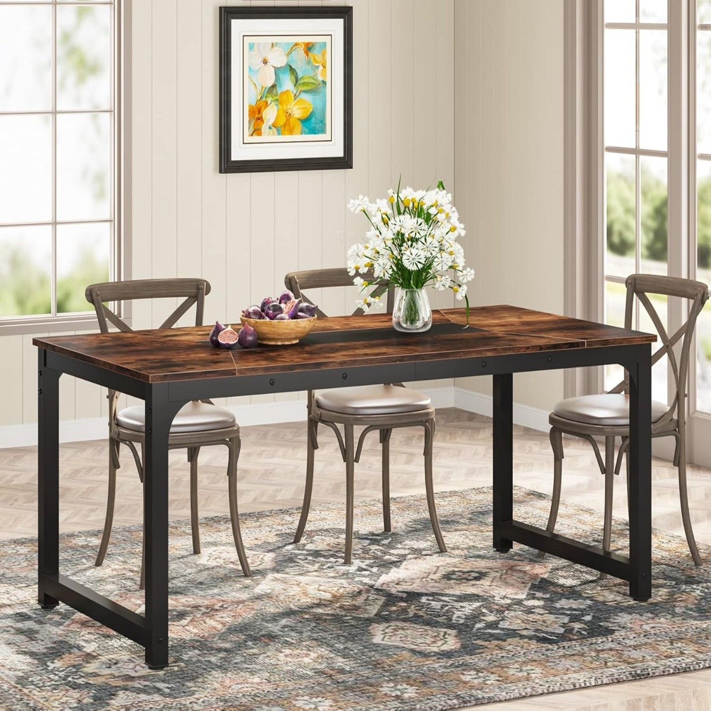 Rectangular Kitchen & Dining Room Table - Brown / Black