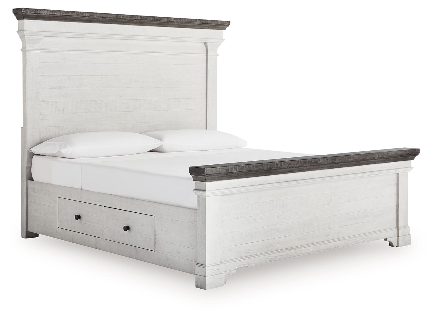 Havalance - Queen Panel Storage Bed - White / Gray