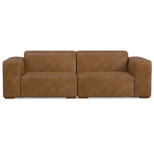 88" Leather Modular Sofa - Brown