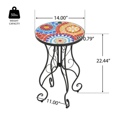 Colorful Outdoor Side Table With Ceramic Tile Top