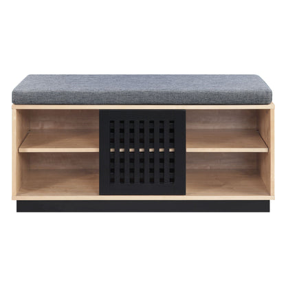 Gamaliel - Bench With Storage - Oak / Espresso