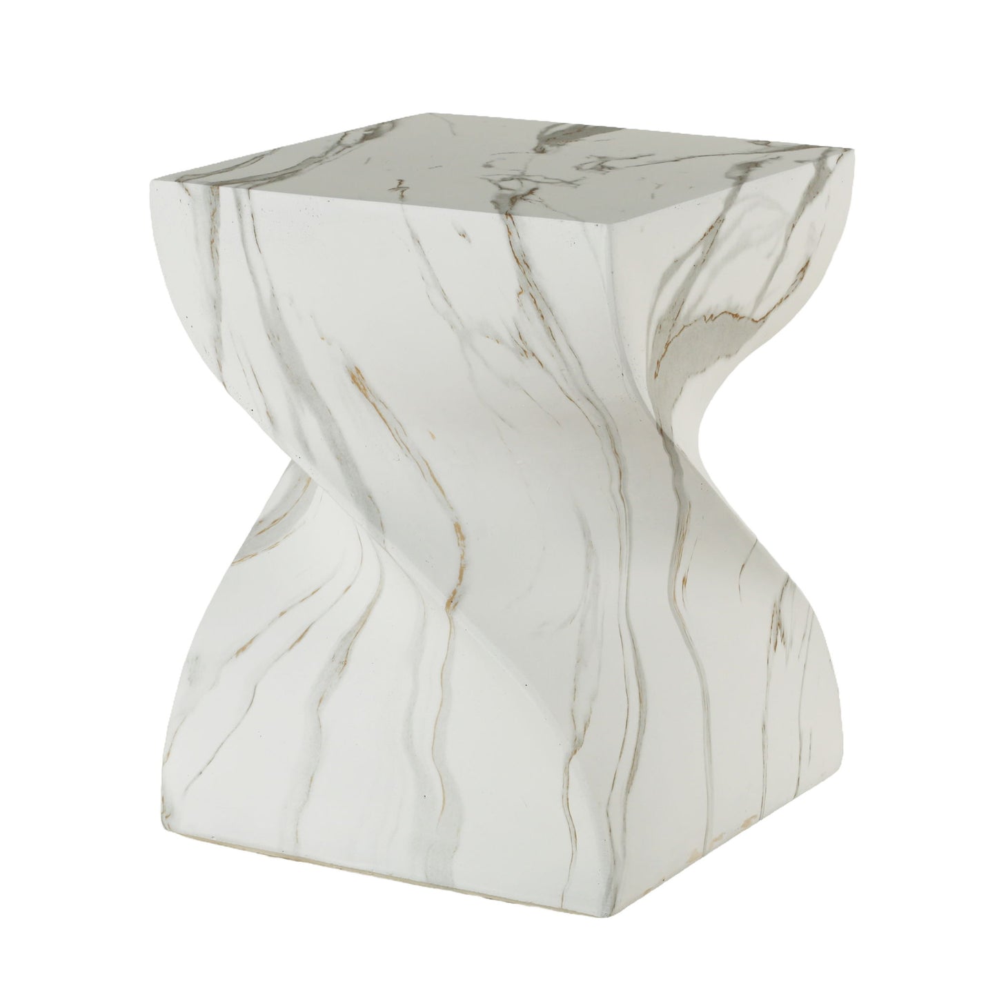 Outdoor End Table, Round Side Table For Patio And Garden - Marble