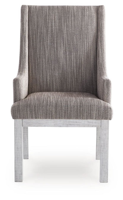 Havalance - White / Gray - Dining Upholstered Arm Chair (Set of 2)