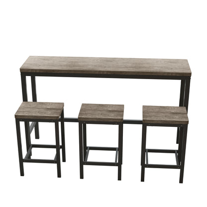 Modern Design Long Dining Table Set With 3 Stools