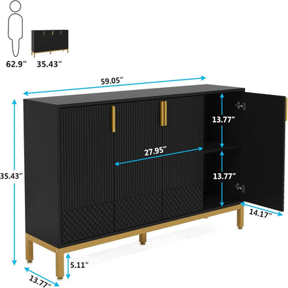 Buffet Sideboard Cabinet With Geometric Doors