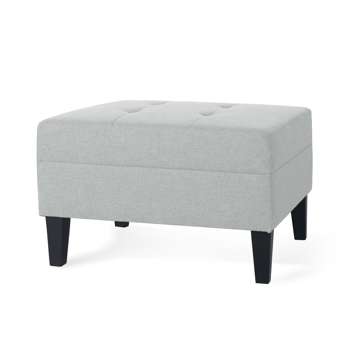 Classic Ottoman With Birch Wood Legs And Fabric Upholstery