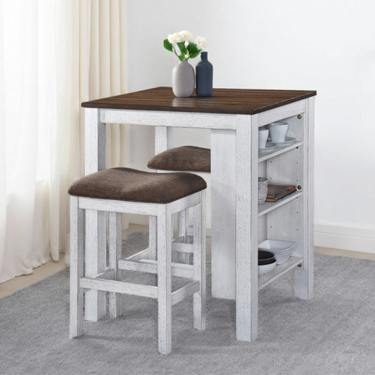 3 Pieces Counter Set Storage Space For Small Space Modern Farmhouse Design Retro Design Easy To Assembly - Antique Dark Oak / Antique White