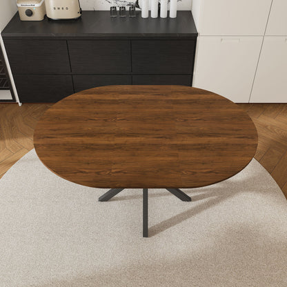 Round Dining Table With Extendable Blades, X Base