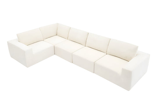 116" Fabric Modular Sofa With Black Legs - Beige
