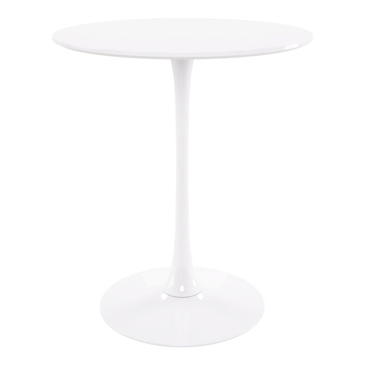 Rounded Manufactured Wood And Metal Bar Table - White