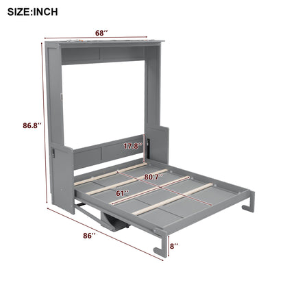 Murphy Bed With Desk, LED Lights & USB Charging Station