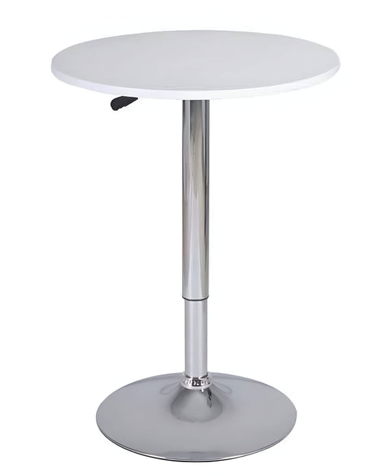 24" Rounded Wood And Iron Bar Table - White And Silver