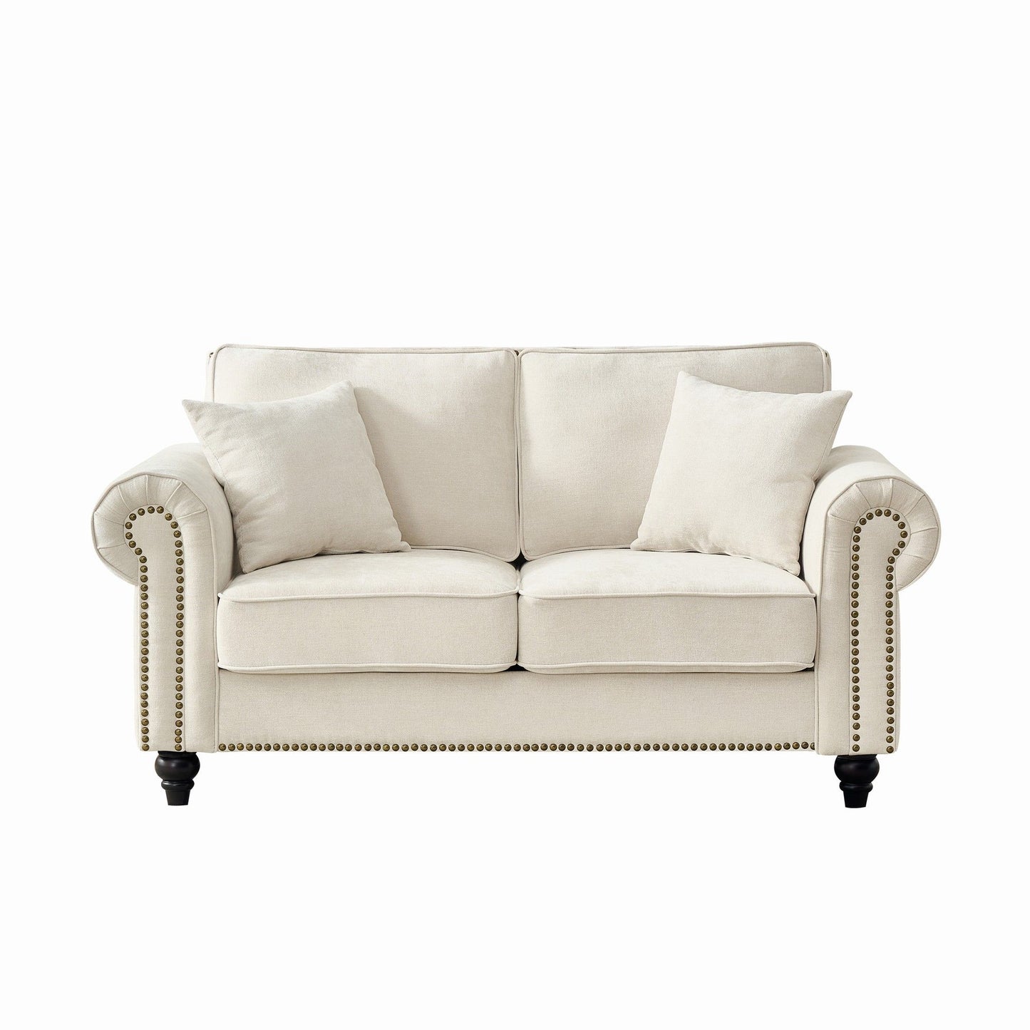 2 Seater Sofa With Rolled Arms, Tufted Upholstered Couch