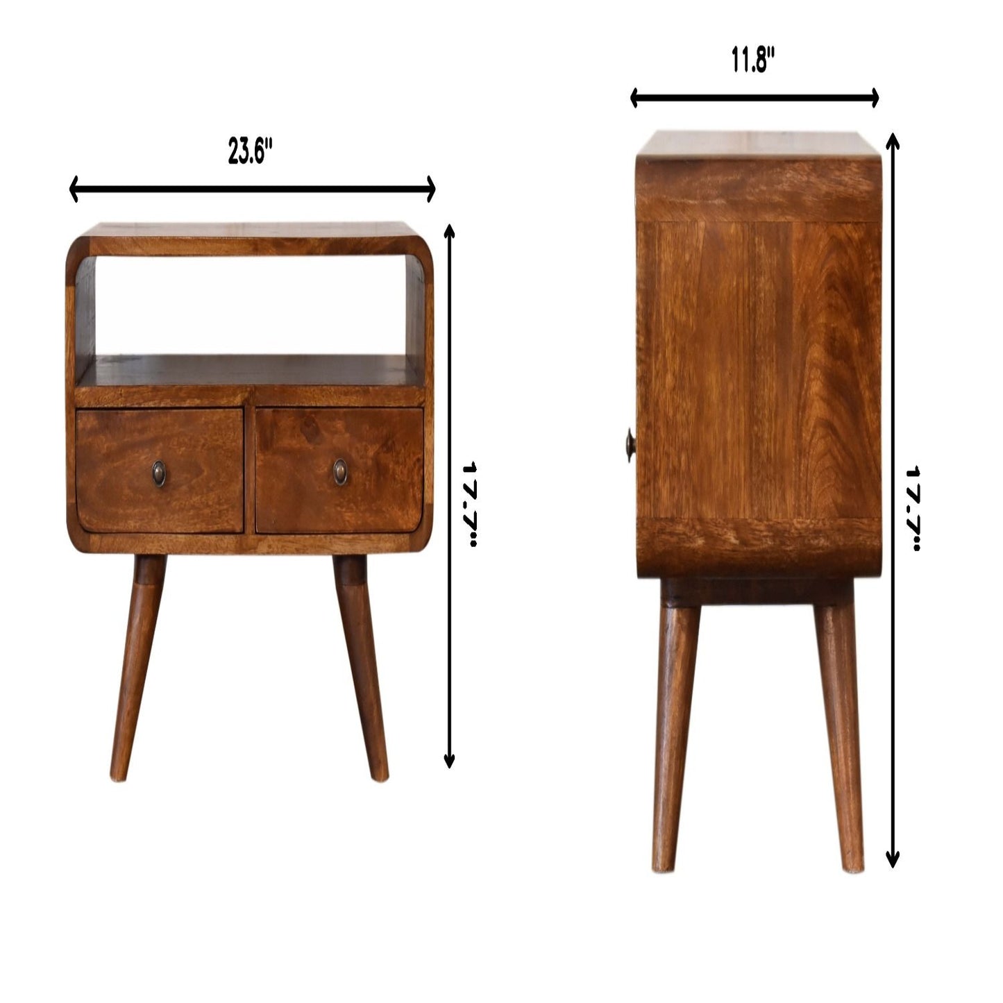 Solid Wood Curved Media Unit