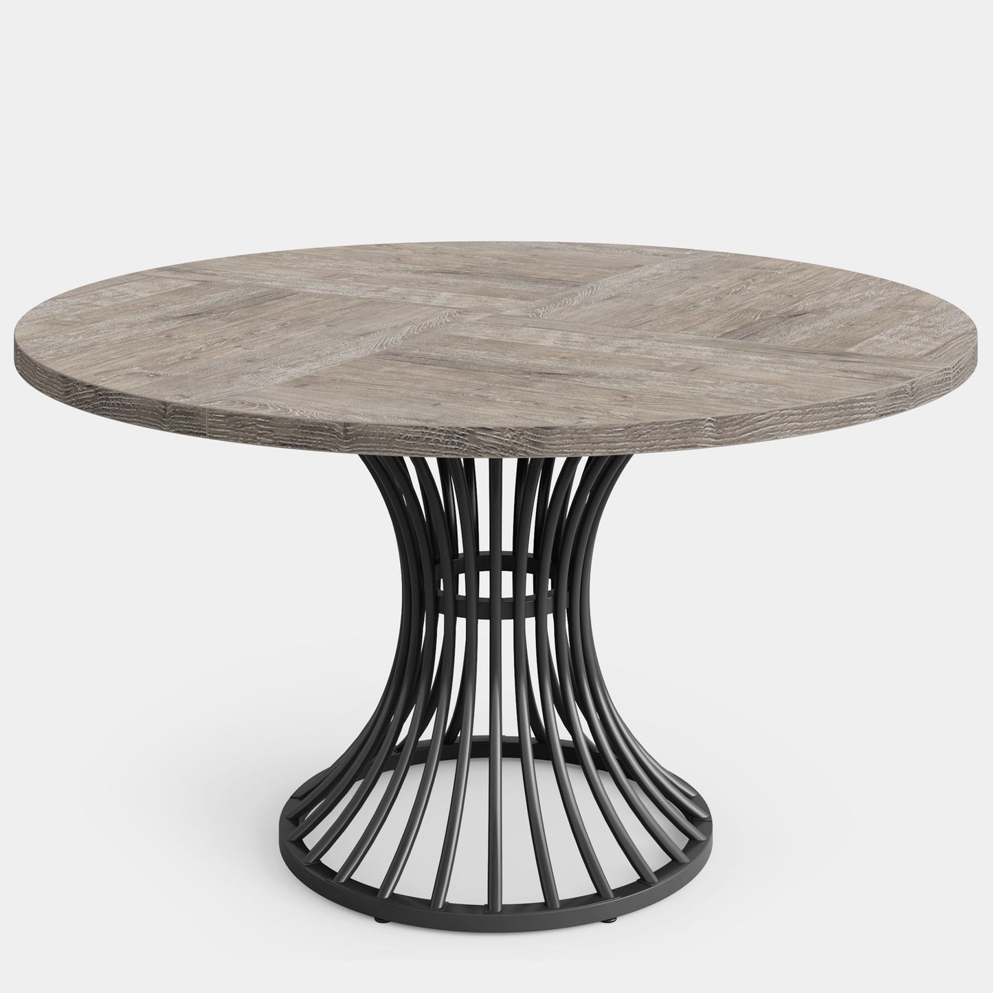 Round Dining Table For 4 - 6, (Table Only) - Gray / Black
