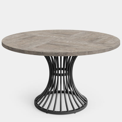 Round Dining Table For 4 - 6, (Table Only) - Gray / Black