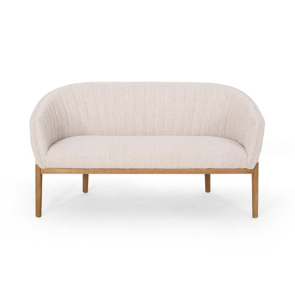 Mid Century Modern Loveseat With Channel Stitched Backrest