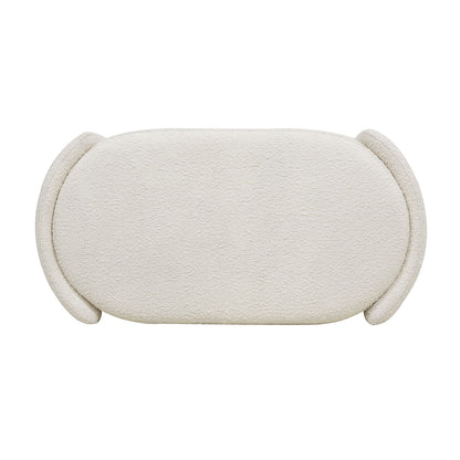 Fuji - Oval Storage Bench, Upholstered - Ivory White