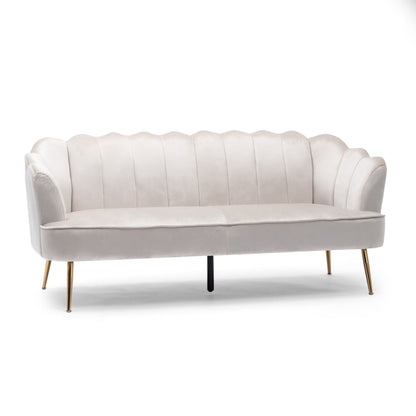 Modern Glam 3 Seater Sofa With Velvet Texture