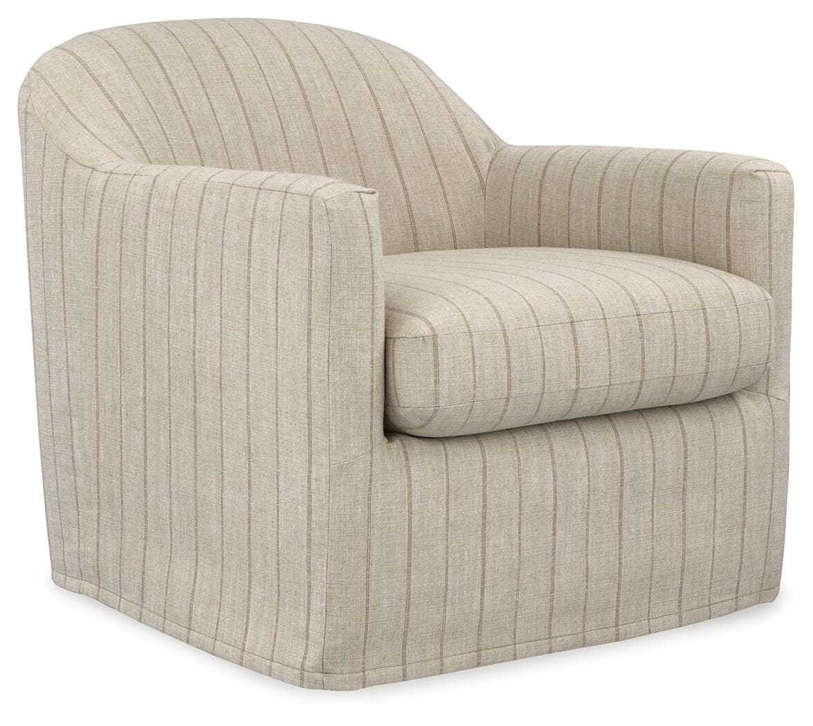 Valwick - Swivel Accent Chair - Cream / Brown - Fabric