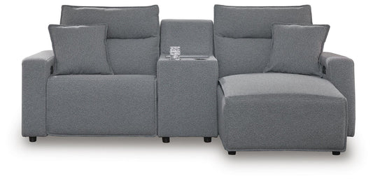 Modmax II - 3-Piece Power Reclining Sectional With RAF Press Back Power Chaise And Console - Salt And Pepper - Next-Gen Nuvella