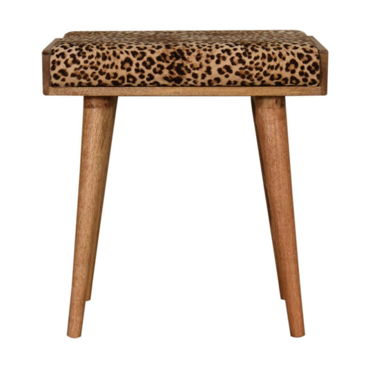 Leopard Tray Style Footstool - Brown Oak