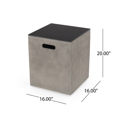 Modern Design Mgo Tank Holder Side Table With Ceramic Top - Black / Gray