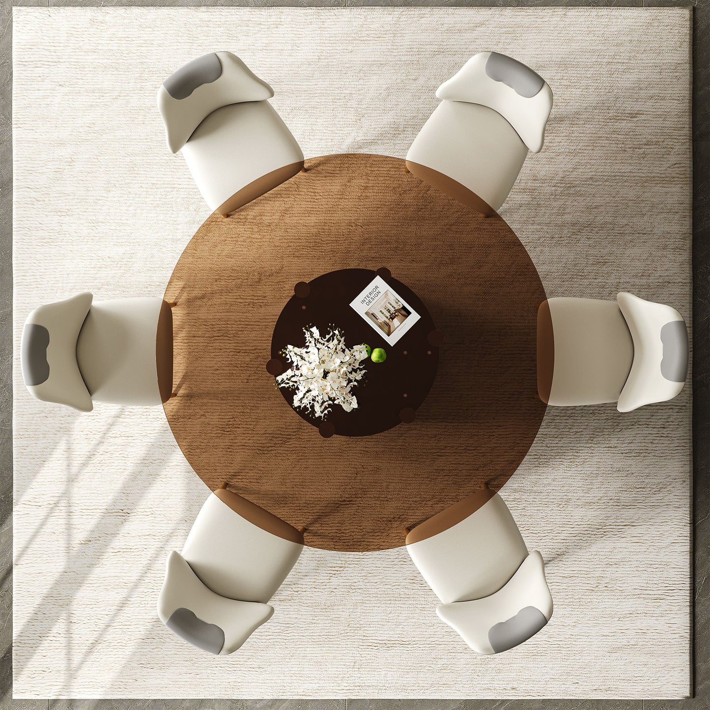 Modern Round Dining Table Set With Glass Top And Steel Legs