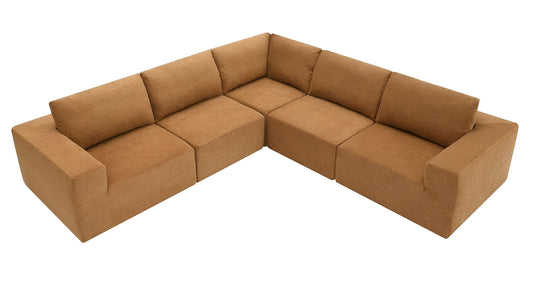 Fabric Modular Sofa With Black Legs - Brown