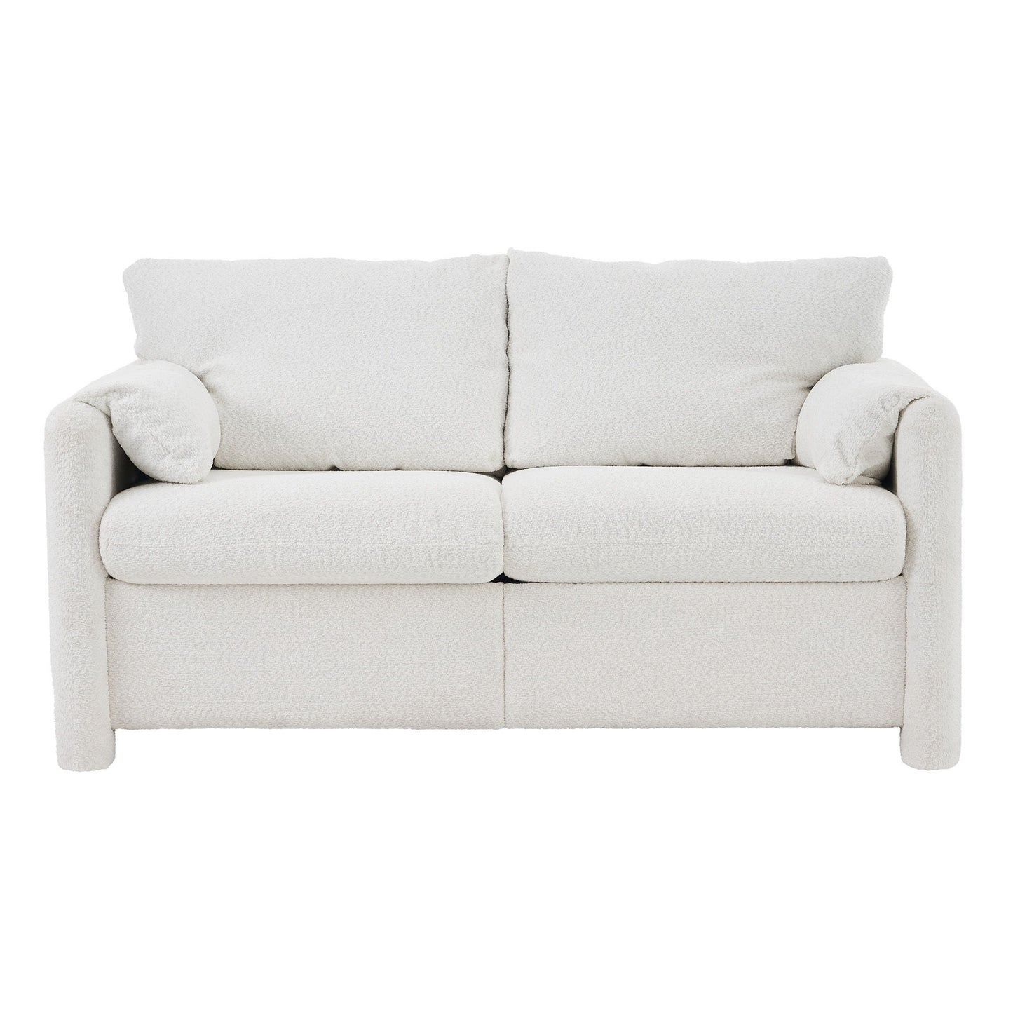 Modern Loveseat Sofa 2 Seater Plush Chenille Fabric Couch With High Density Foam Cushions - Ivory White