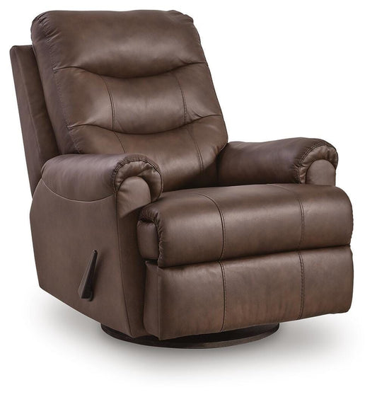 Flynwood - Swivel Glider Recliner - Espresso - Leather Match