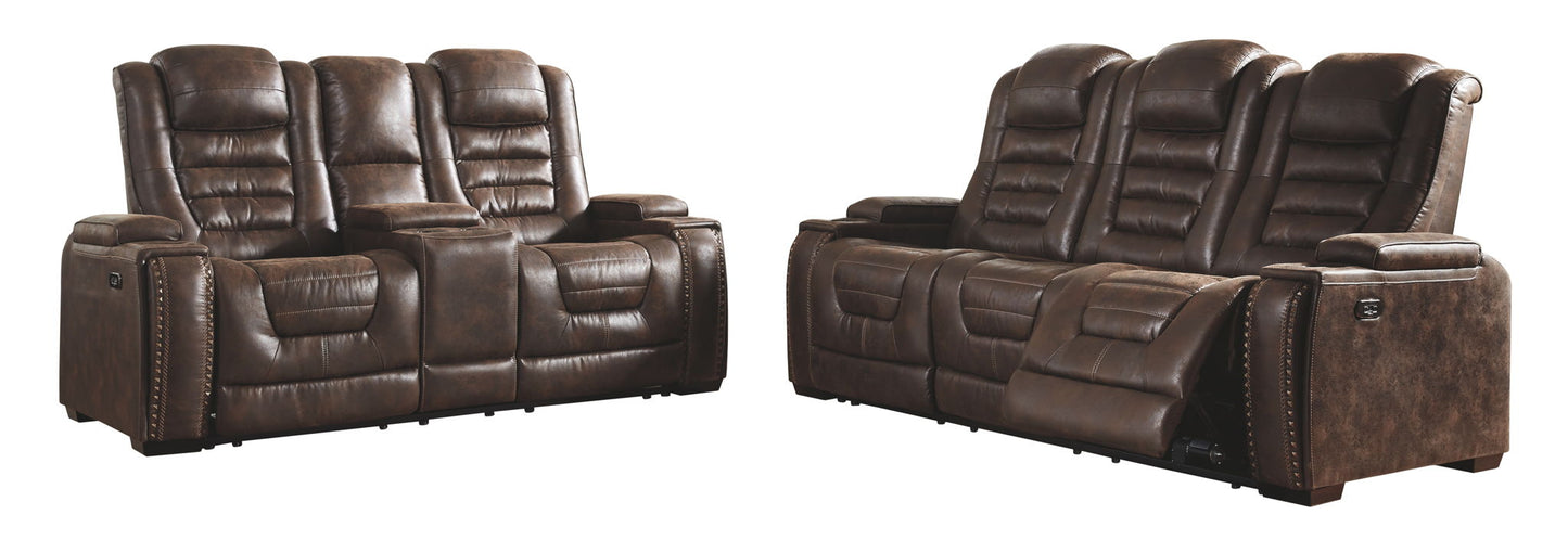Game Zone - PWR REC Loveseat/Con/Adj HDRST - Bark