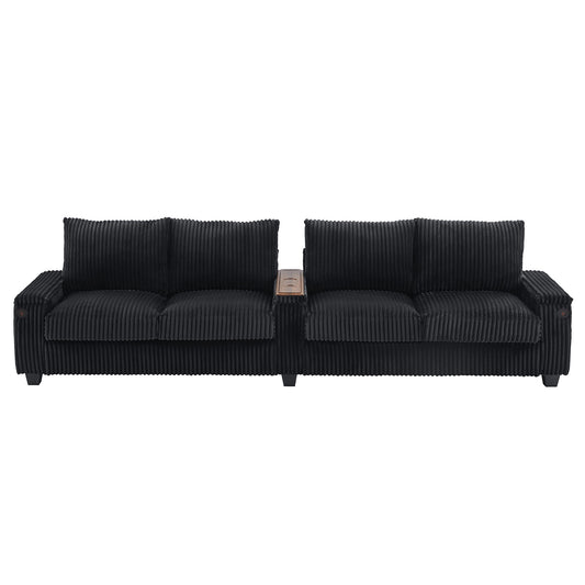 Modern 4 Seater Corduroy Sofa Couch With USB Ports And Hidden Storage