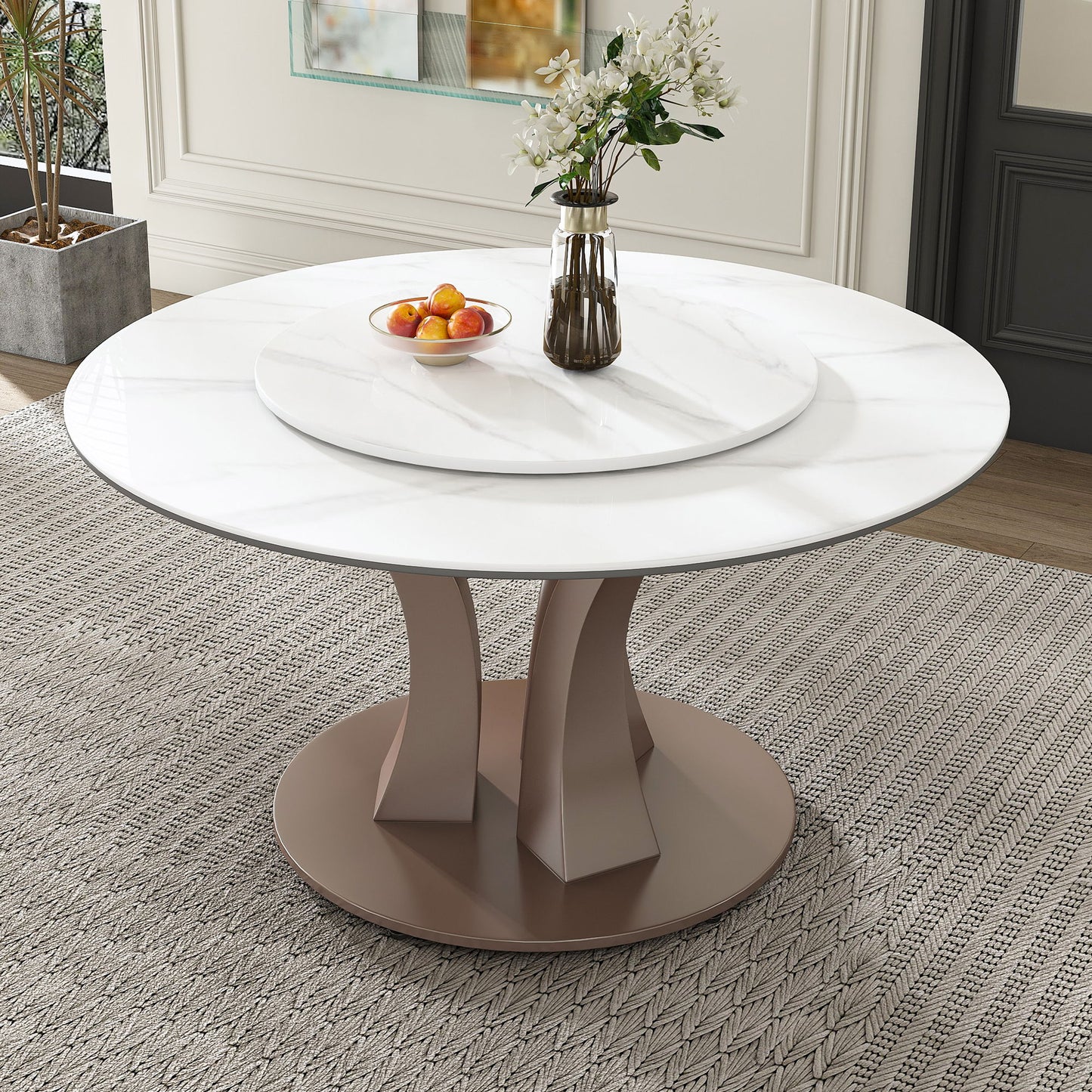 Table With Rotating Tray Scratch & Heat For Kitchen & Restaurant(Table Only - White