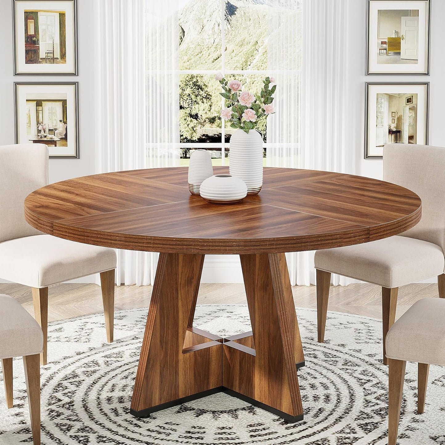 Round Dining Cross Base Kitchen Table