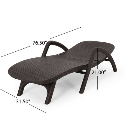 Polypropylene Resin Chaise Lounge With Hand Crafted Details - Dark Brown