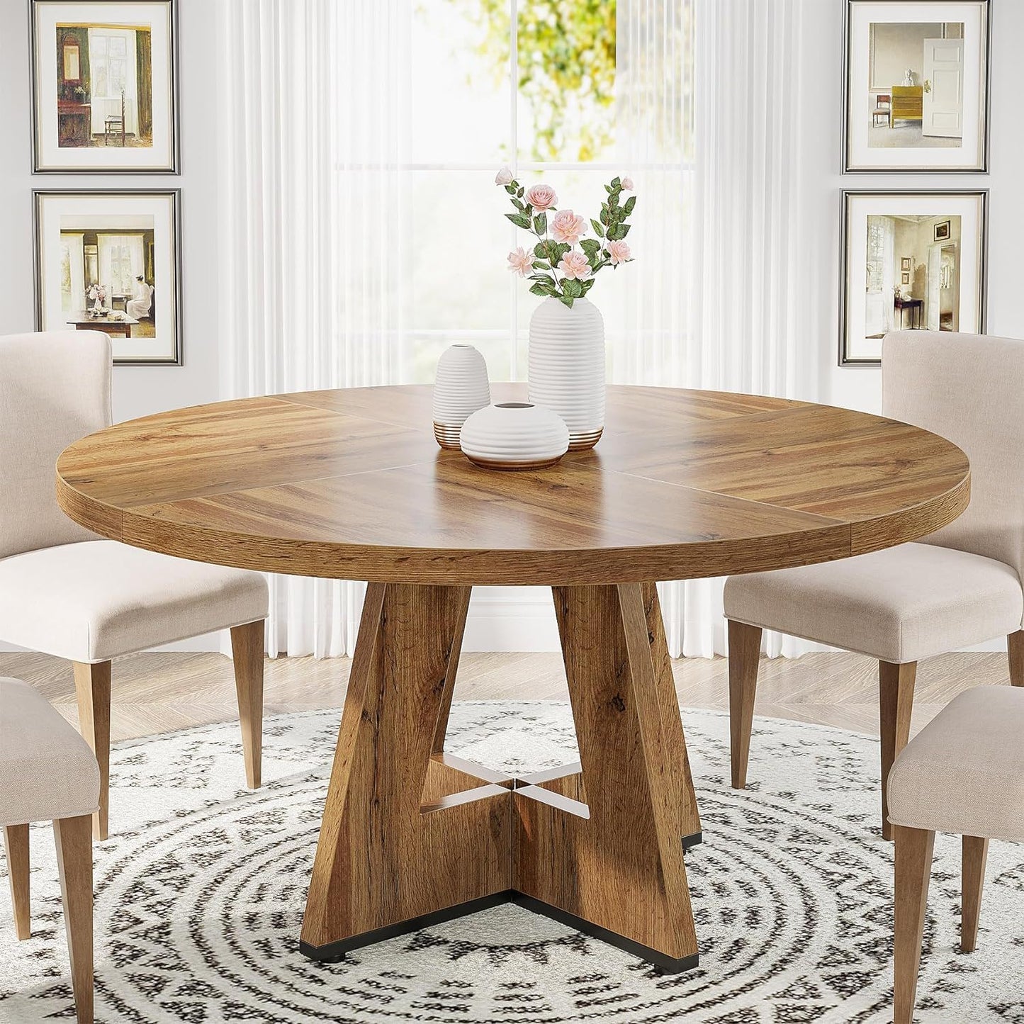 Round Dining Cross Base Kitchen Table
