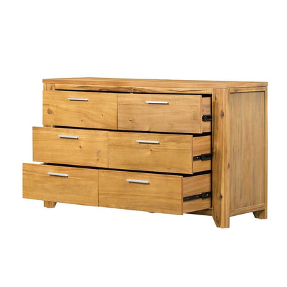 6 Drawer Dresser - Natural Wood / Brown