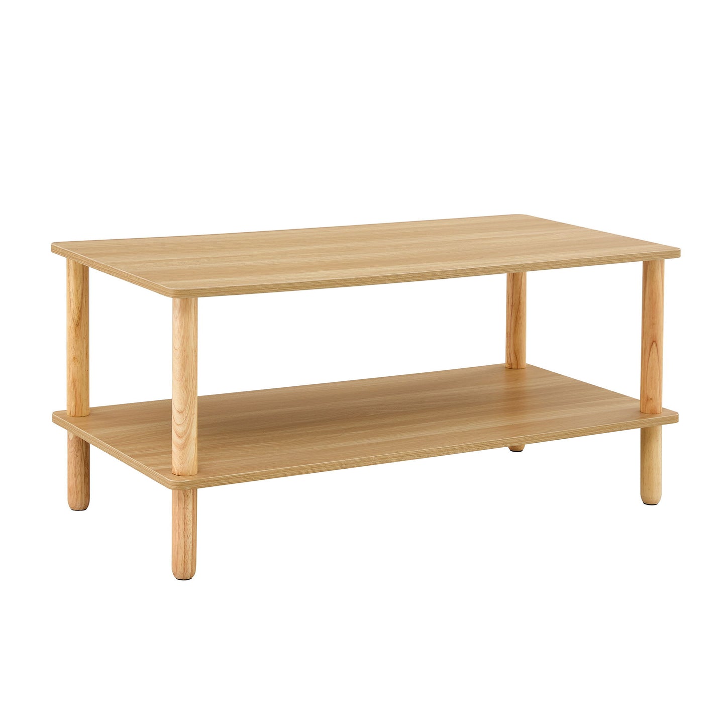 Modern 2 Tier Coffee Table With Open Storage Shelf For Living Room